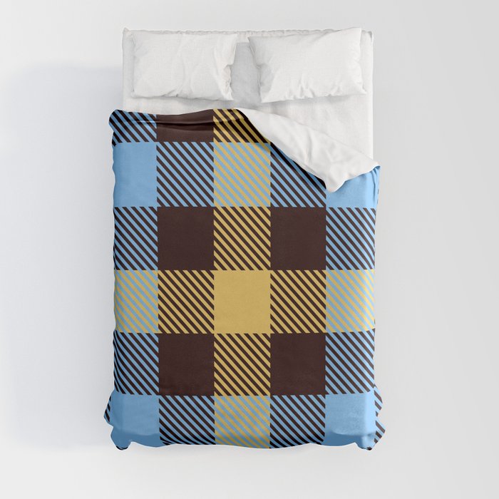 Yellow and Blue Square Patten Duvet Cover