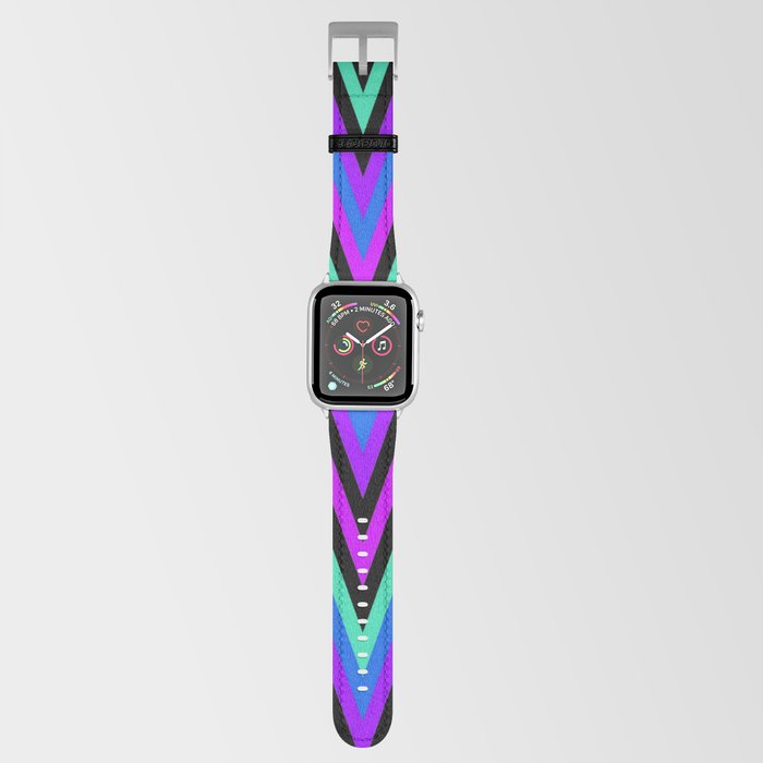 Chevron Design In Purple Blue Aqua Zigzags Apple Watch Band