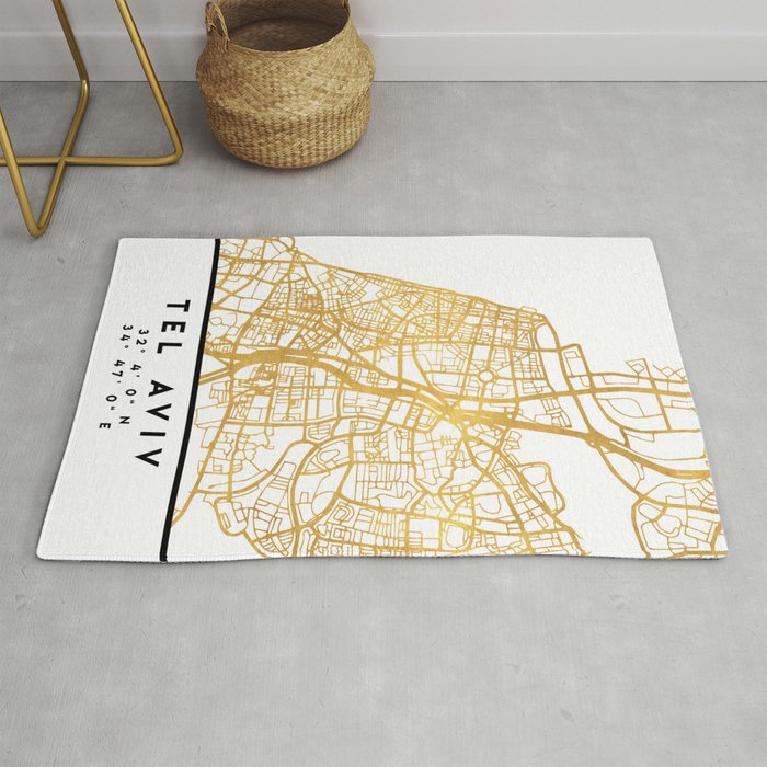 TEL AVIV ISRAEL CITY STREET MAP ART Rug