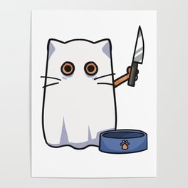 Murder Cat Poster | Cat, Murder, Drawing, Kitten, Digital, Cute, Ghost, Blanketghost, Food, Halloween 