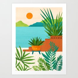 Bali Sunset View in Teal and Orange Art Print
