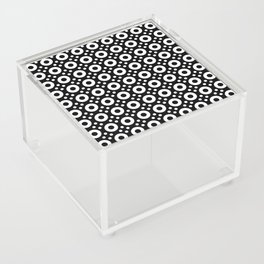 Dots & Circles 2 - White on Black Modern Abstract Repeat Pattern Acrylic Box