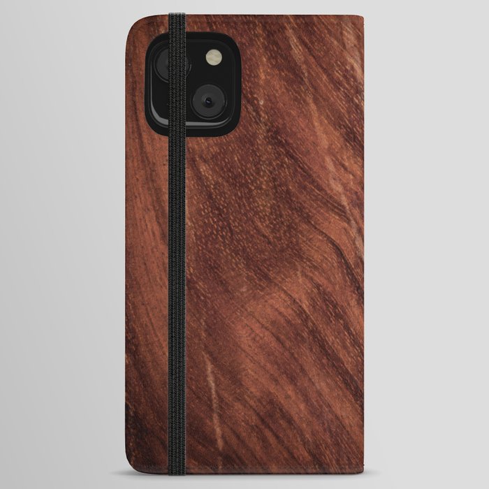 Walnut Grained Wood iPhone Wallet Case