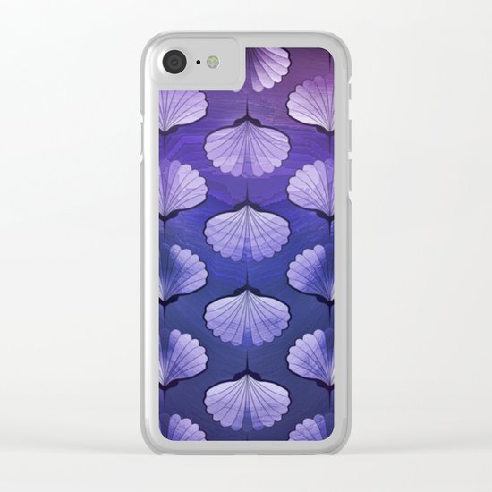Blue sea geometric pattern texture on blurred background. Graphic illustration of seashells template Clear iPhone Case