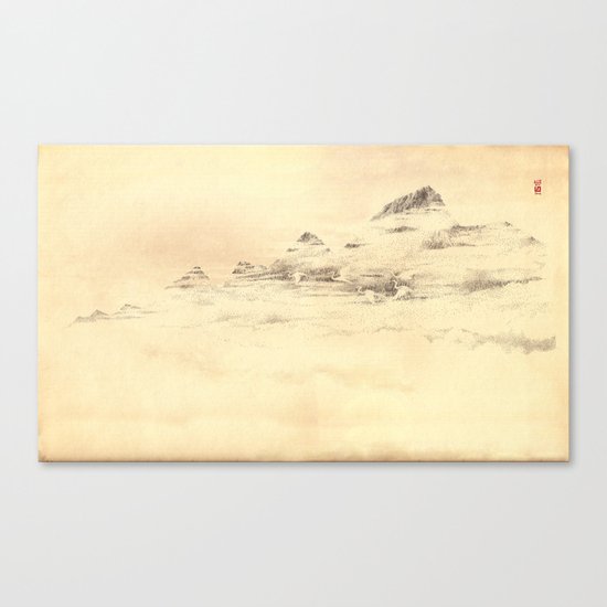Egrets in Golden Morning Mist Canvas Print