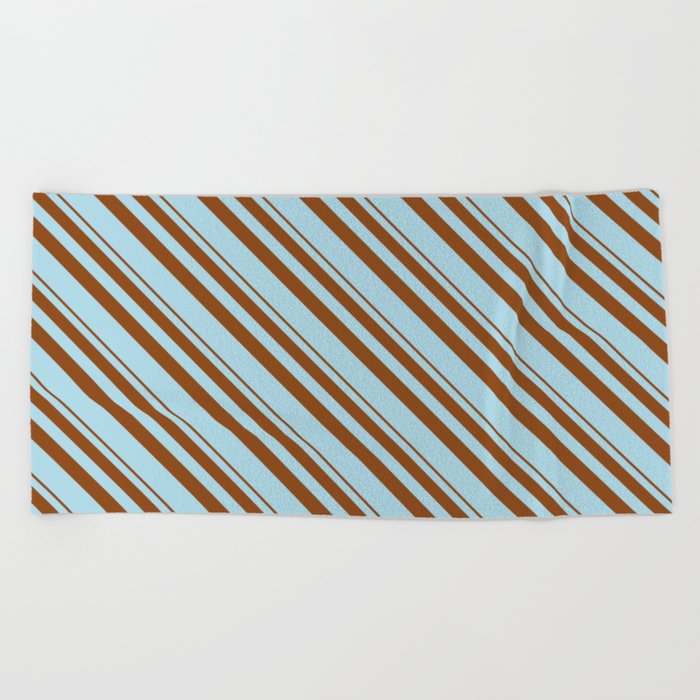 Brown and Light Blue Colored Stripes/Lines Pattern Beach Towel