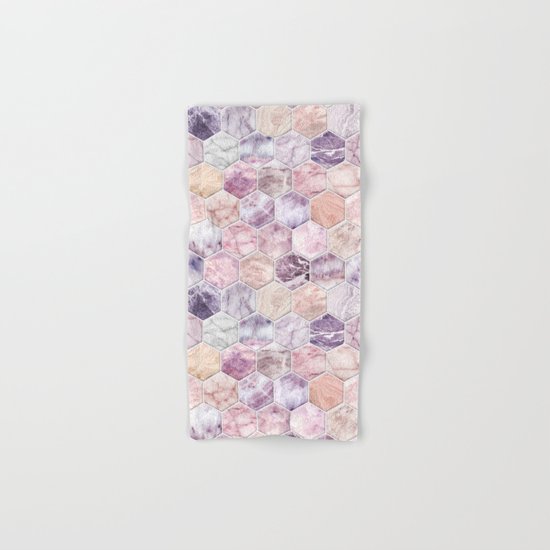 Rose Quartz and Amethyst Stone and Marble Hexagon Tiles Hand & Bath Towel