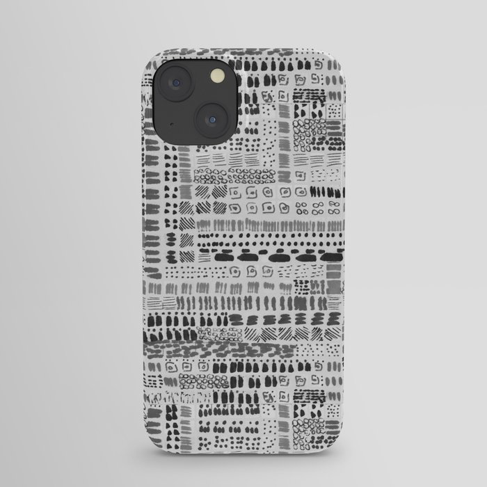 black and grey ink marks hand-drawn collection iPhone Case