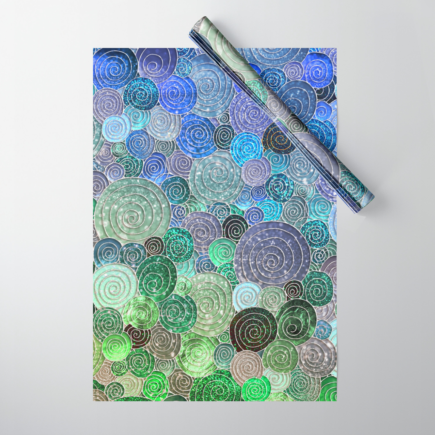 Abstract Blue Green Glamour Glitter Circles And Polka Dots For