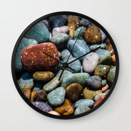 Pebble beach 3 Wall Clock | Digital, Colorpebble, Pebble, Photo, Pattern, Color, Abstract, Colorpebbles, Coloredpebbles, Landscape 