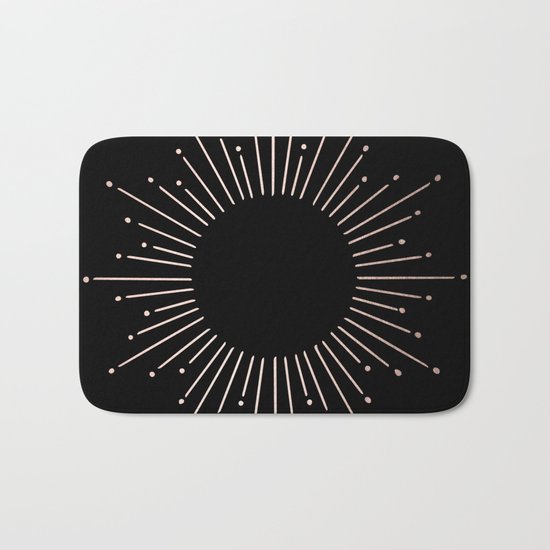 Sunburst Moon Dust Bronze on Black Bath Mat