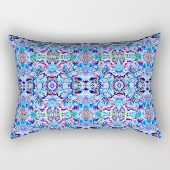 Turquoise Blue Flower Girly Pattern Rectangular Pillow