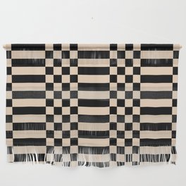 Checkered Stripes pattern black Wall Hanging