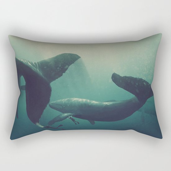 Swimming with whales Rectangular Pillow