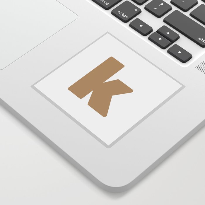 k (Tan & White Letter) Sticker
