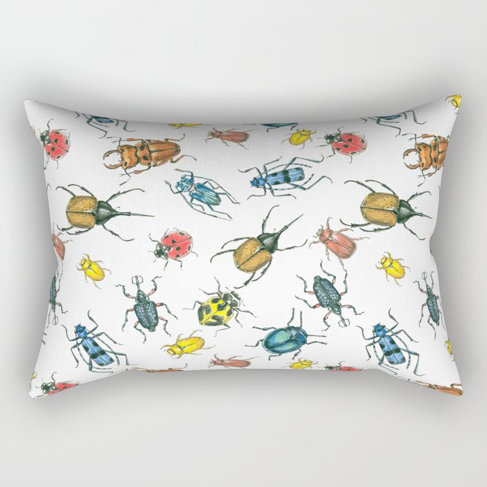 Beetles, watercolor and ink Rectangular Pillow