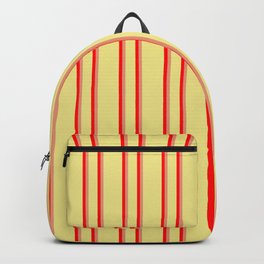 [ Thumbnail: Tan, Red, and Dark Salmon Colored Pattern of Stripes Backpack ]