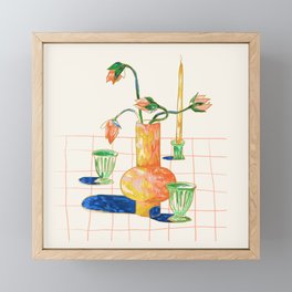 Colored Pencil flower vase, Bright and Vibrant Framed Mini Art Print