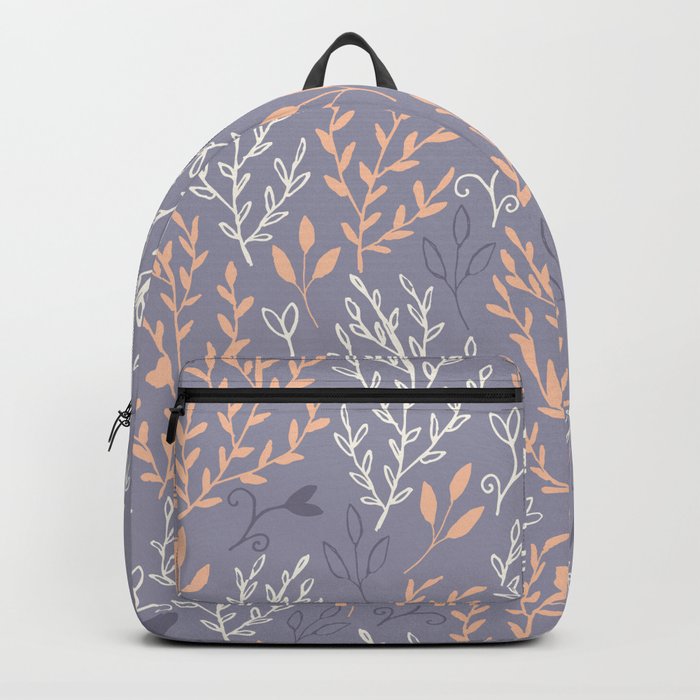 Geneva - orange and white leaves on blue background Backpack