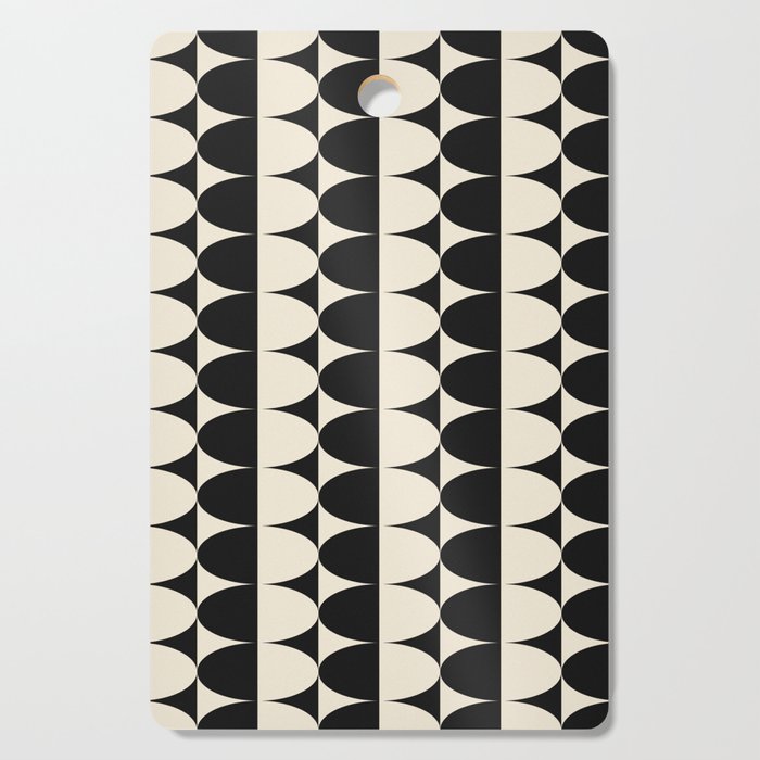 Mid-century Retro Optical Oval Pattern Black and White Cutting Board