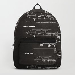 Boeing 747 Family Blueprint in High Resolution (black) Backpack