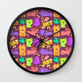 Colorful doggos Wall Clock