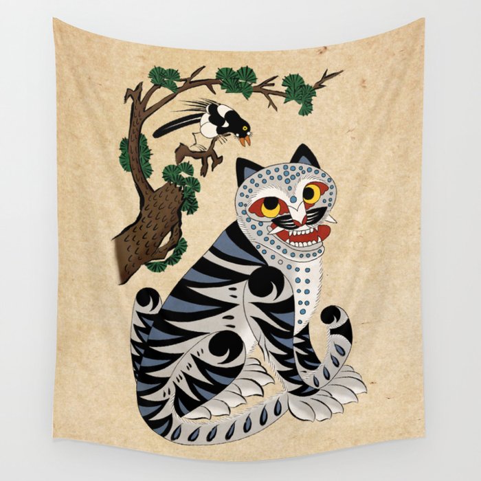 Minhwa: Tiger and Magpie B Type Wall Tapestry