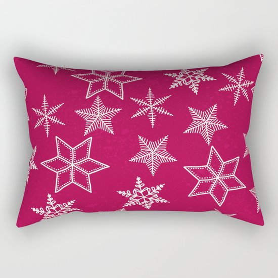Snowflakes on red background Rectangular Pillow