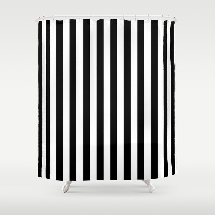Large Black and White Cabana Stripe Shower Curtain