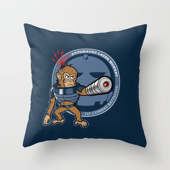 Automated Laser Monkey Throw Pillow