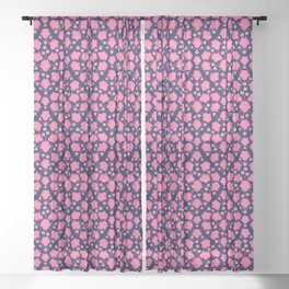 THISTLEDOWN FLORAL in PINK AND DARK BLUE Sheer Curtain