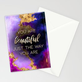 You Are Beautiful Rainbow Gold Quote Motivational Art Stationery Card