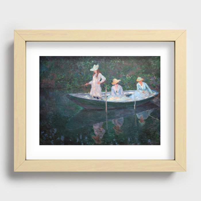 Claude Monet - In the Norvegienne Boat at Giverny Recessed Framed Print