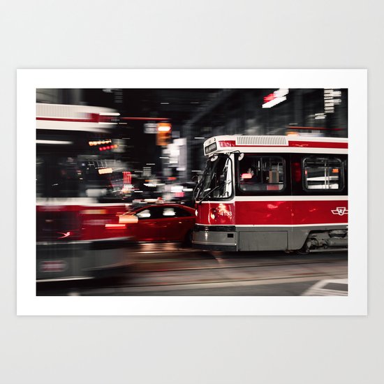 Red buses street Art Print