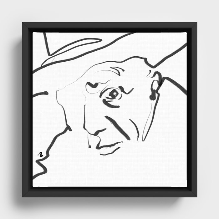 Ink Drawing Portrait - Pablo Picasso Framed Canvas