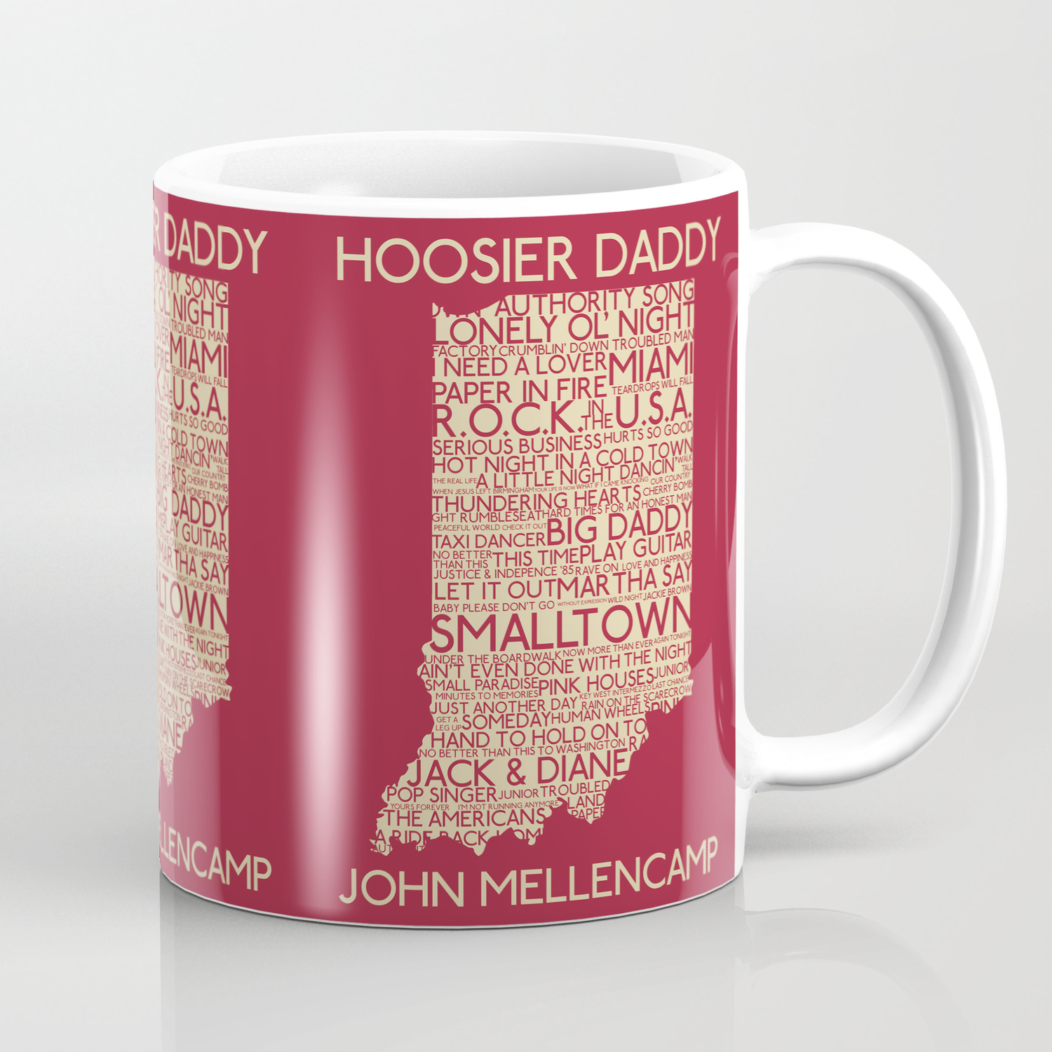 Hoosier Daddy John Mellencamp Indiana Map Art Coffee Mug By Rising Trout Design Society6
