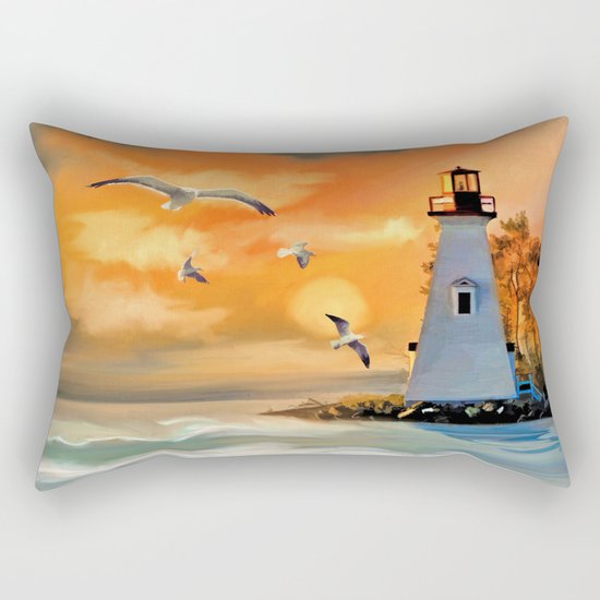 Sunset Lighthouse Rectangular Pillow