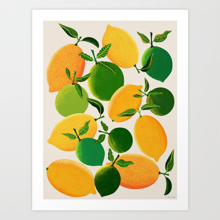 Lemons and Limes Kunstdrucke | Gemälde, Illustration, Fruit, Fresh, Natur, Essen, Refreshing, Botanisch, Lime, Citrus