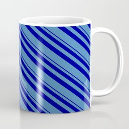 [ Thumbnail: Blue & Dark Blue Colored Lines Pattern Coffee Mug ]