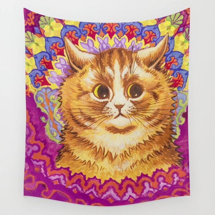 Cat Painting | Kaleidoscope Cats IV by Louis Wain | Louis Wain Cat Paintin Wall Tapestry
