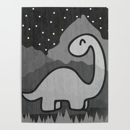  Dinosaur at midnight Poster