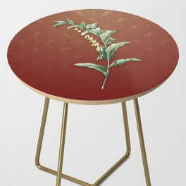 Vintage Solomon's Seal Botanical Pattern on Falu Red Side Table