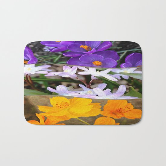 Spring Floral Collage Bath Mat