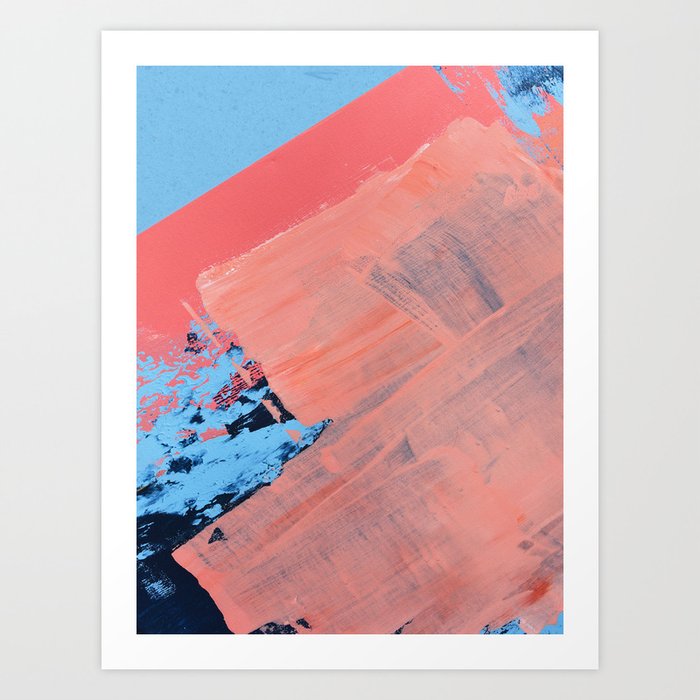 Reveal [4] a minimal abstract mixed-media piece in pinks and blue by Alyssa Hamilton Art Art Print