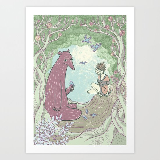 Bear and Bird Art Print