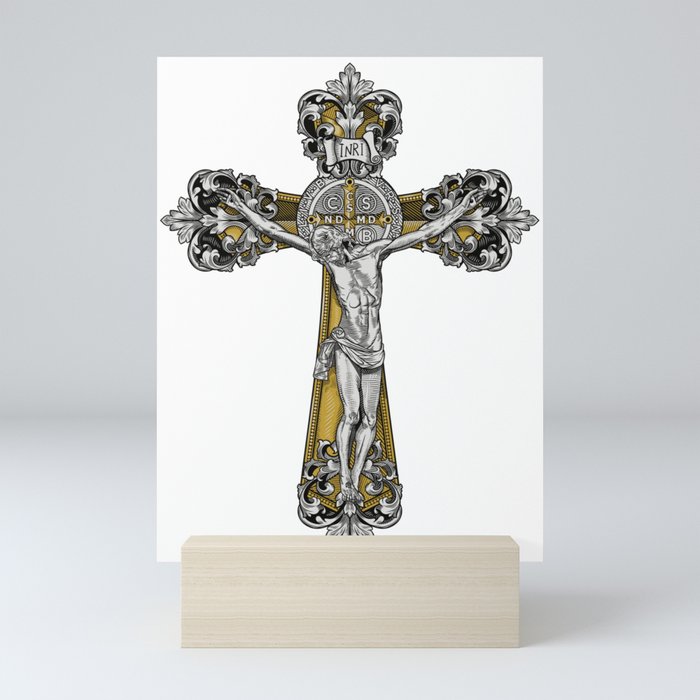 St Benedict Cross Crucifix Mini Art Print