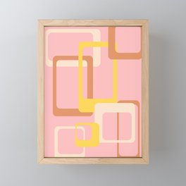 Retro rectangles - pink and tan palette Framed Mini Art Print