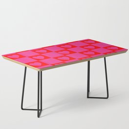 Pink and Red Checker Heart Pattern - Preppy Aesthetic Coffee Table