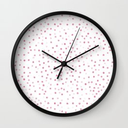 Girly Rose Gold Dots Confetti White Design Wall Clock