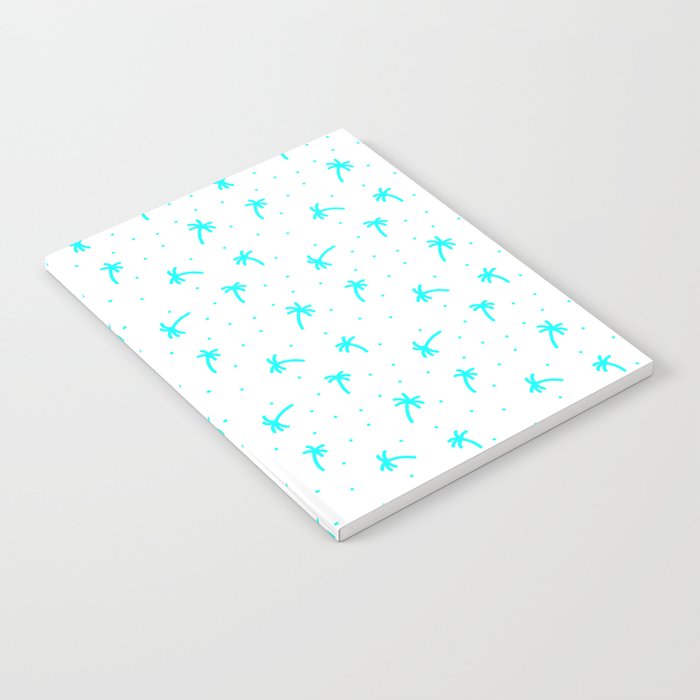 Aqua Blue Doodle Palm Tree Pattern Notebook